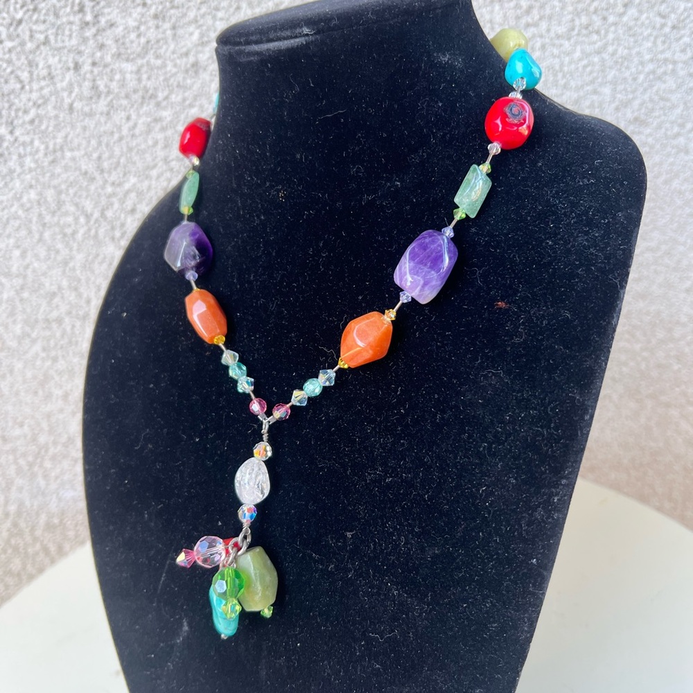 Vintage Boho Necklace Choker Style Various Beads … - image 4